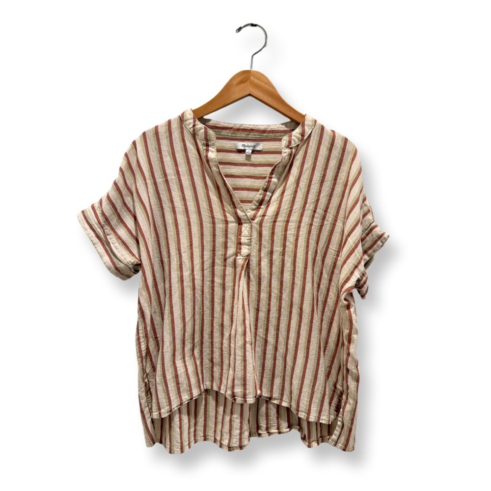 Madewell | Red & Cream Striped Oversized Shirt
